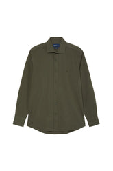 Slim Fit Soft Cotton Twill Shirt With Garment-Dyed Finish